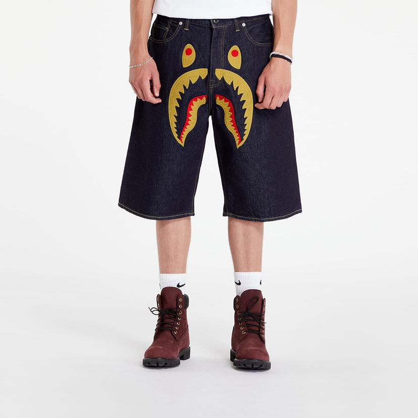 Kratke hlače BAPE A BATHING APE Shark Denim Shorts Indigo Crna | 001DSK301002M ING