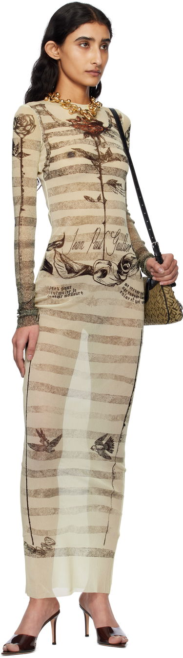 Haljina Jean Paul Gaultier Jean Paul Gaultier Tattoo Marinière Maxi Dress Bež | 25/34-F-RO396-T585-030030, 4