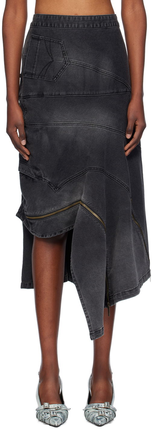 Suknja Feng Chen Wang Feng Chen Wang Deconstructed Denim Midi Skirt Siva | FWF18SK04
