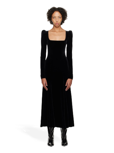 Haljina GANNI Puff Sleeve Maxi Dress Crna | T3701