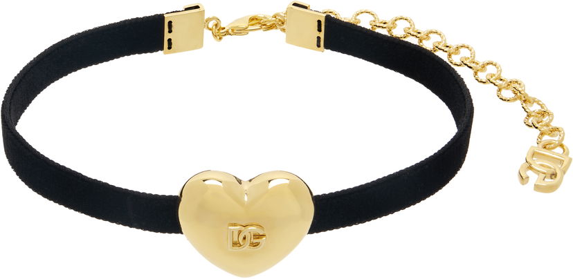 Ogrlica Dolce & Gabbana DG Logo Heart Velvet Choker Crna | WNQ8S1 W1111