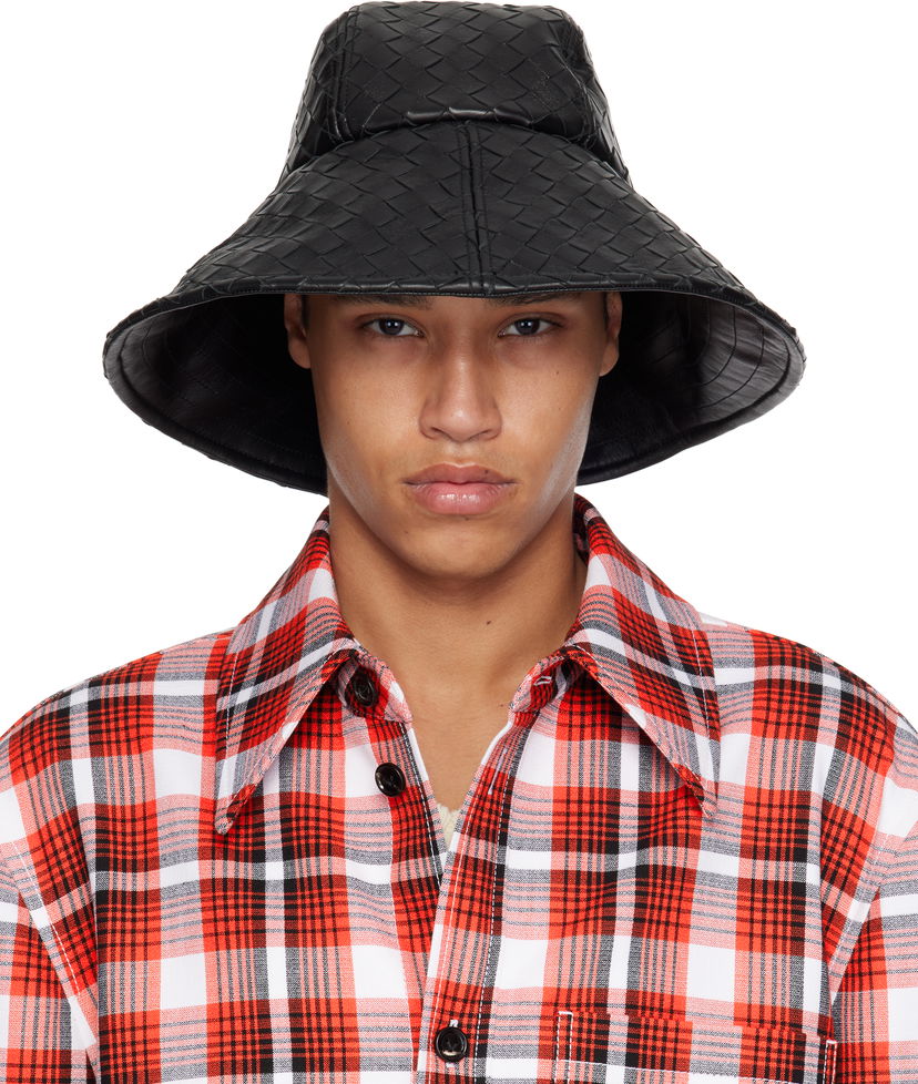 Šešir Bottega Veneta Bottega Veneta Intrecciato Leather Bucket Hat Crna | 821608V2JG01000