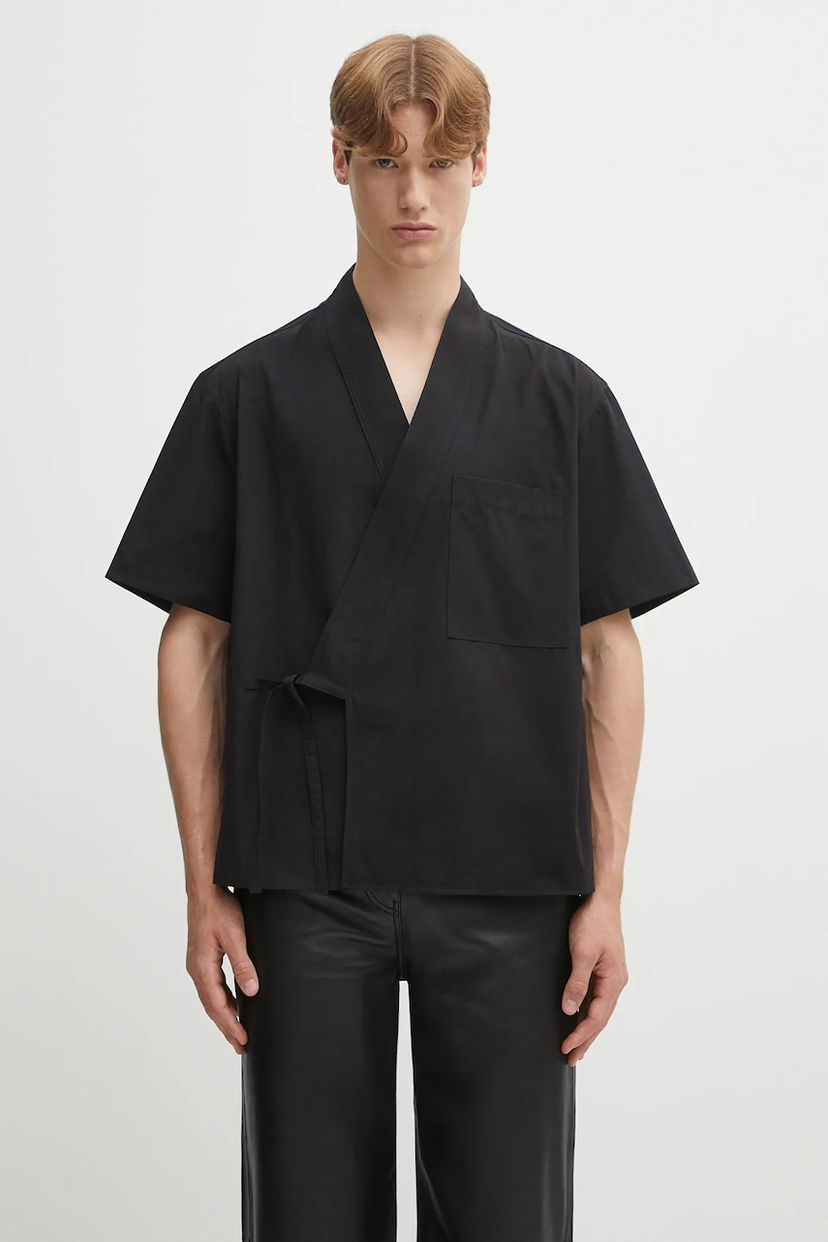 Košulja KENZO Short Sleeve Kimono Shirt - Relaxed Fit Crna | FF65CH1269LP