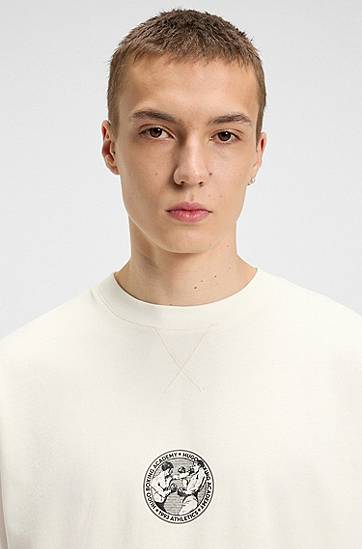 Majica kratkih rukava BOSS T-Shirt with Boxing Artwork Bijela | 50542366, 1