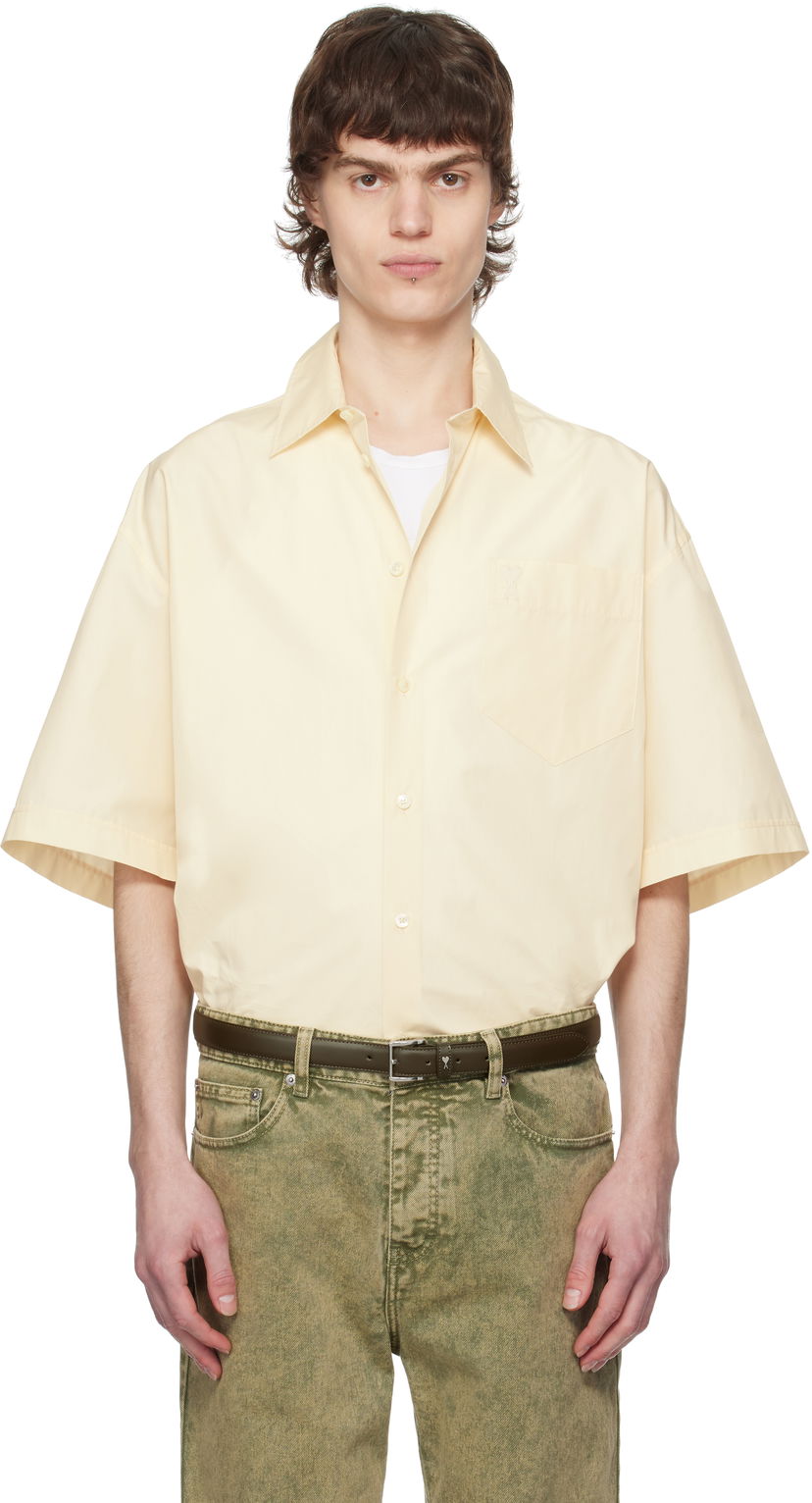Košulja AMI AMI Paris Boxy Fit Cotton Short Sleeve Shirt Žuta | HSH240.CO0076