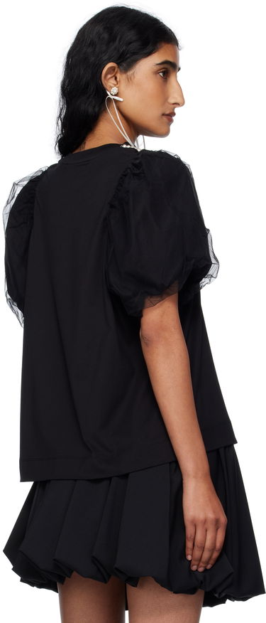 Majica kratkih rukava Simone Rocha Simone Rocha Embellished Tulle Overlay Puff Sleeve T-Shirt Crna | 5397B 0553, 2