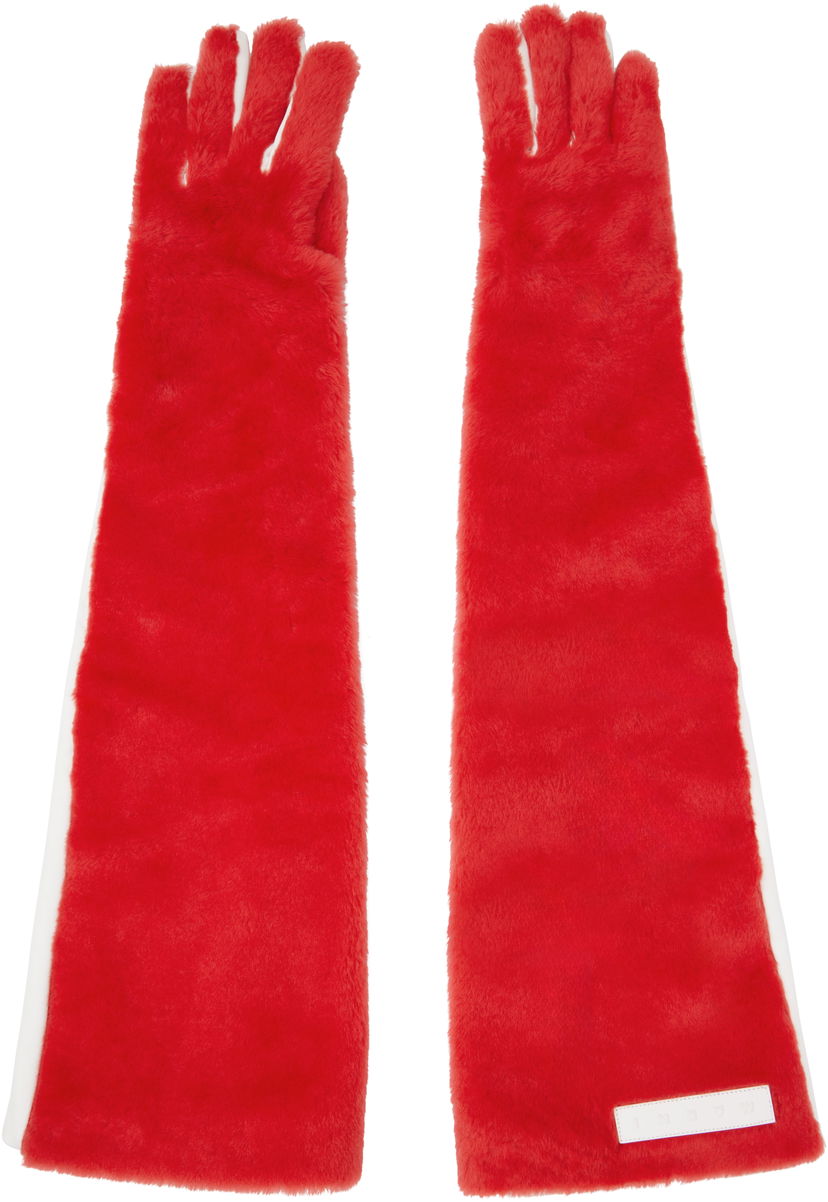 Rukavice Marni Marni Long Faux-Fur Gloves Crvena | GNMC0052X0 ULM121