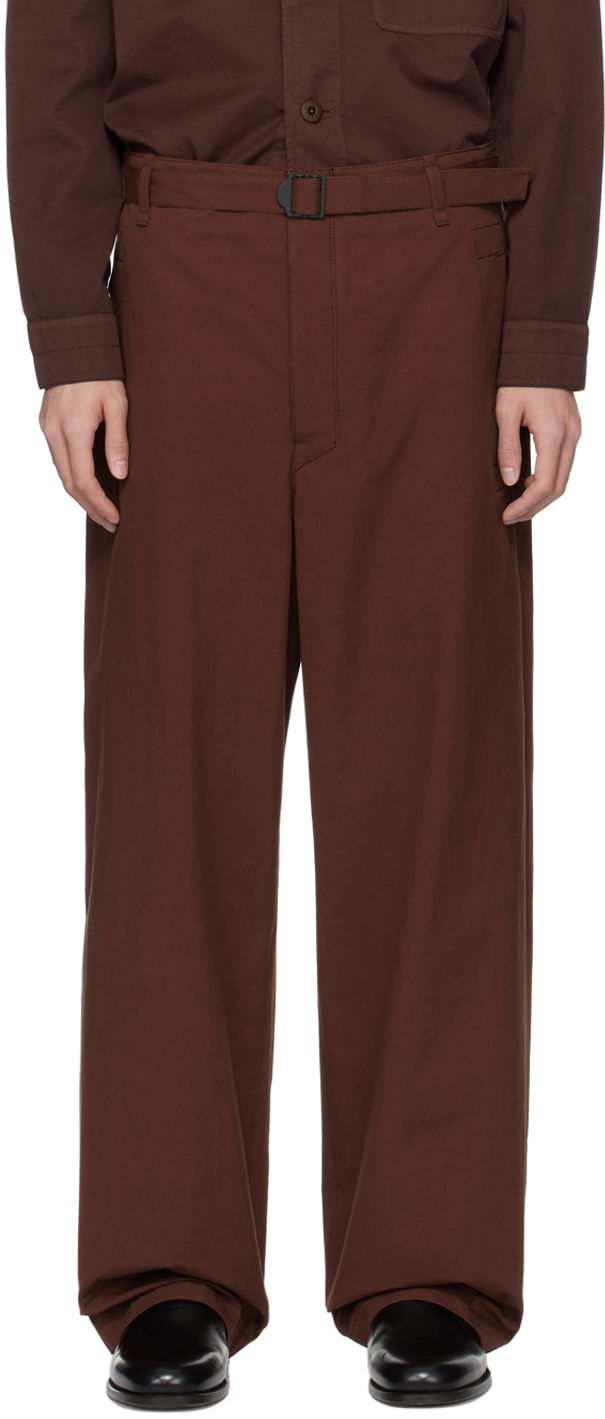 Hlače LEMAIRE LEMAIRE Seamless Belted Trousers Smeđa | PA1106 LF1220