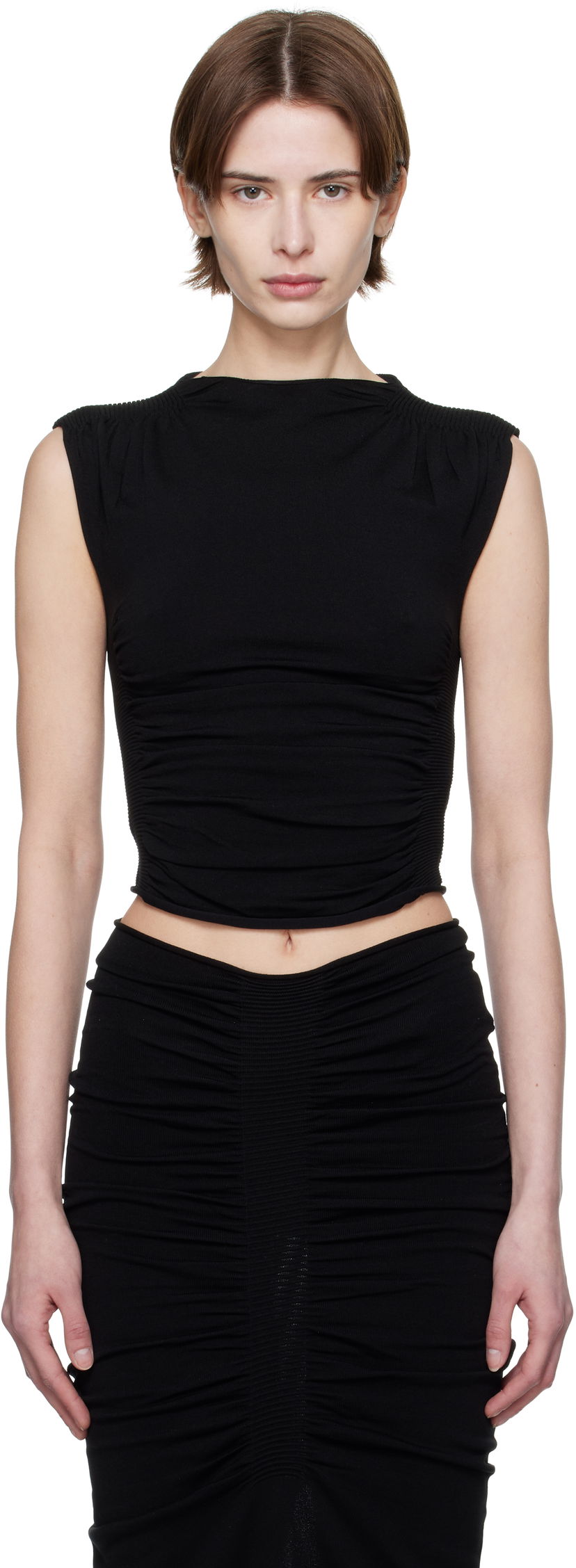 Majica bez rukava Alexander Wang Alexander Wang Ruched Tank Top Crna | 1KC1251032