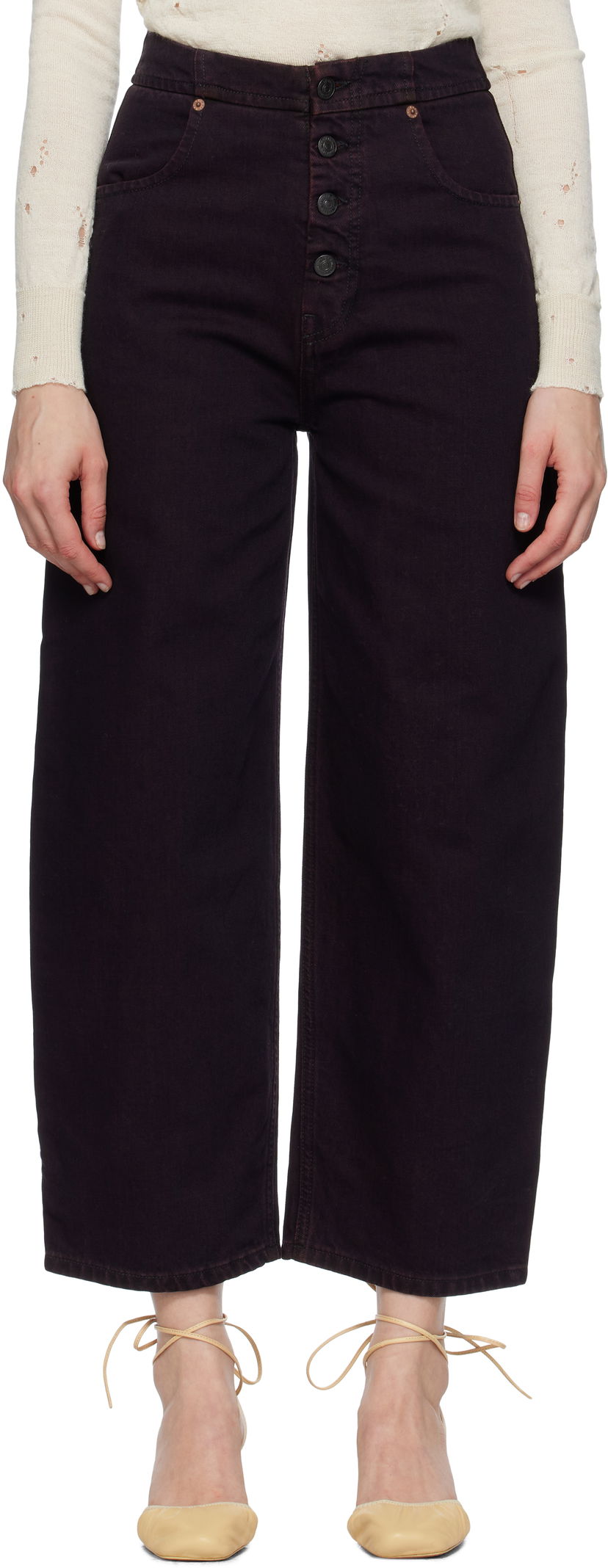 Jeans Maison Margiela MM6 Maison Margiela Barrel-Leg Jeans Tamnocrvena | S52LA0268 M30032