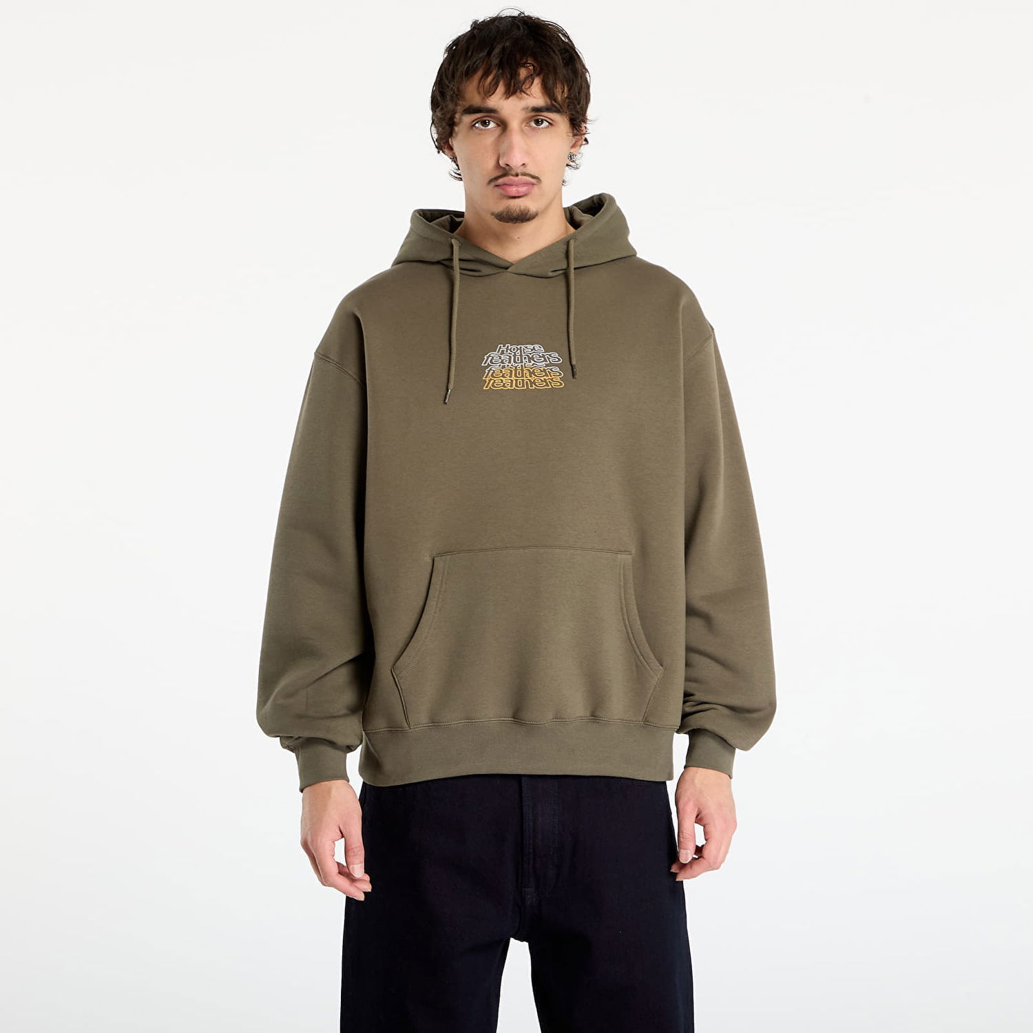 Dukserice Horsefeathers Rollin Graphic Print Hoodie with Kangaroo Pocket Zelena | SM1388B, 0