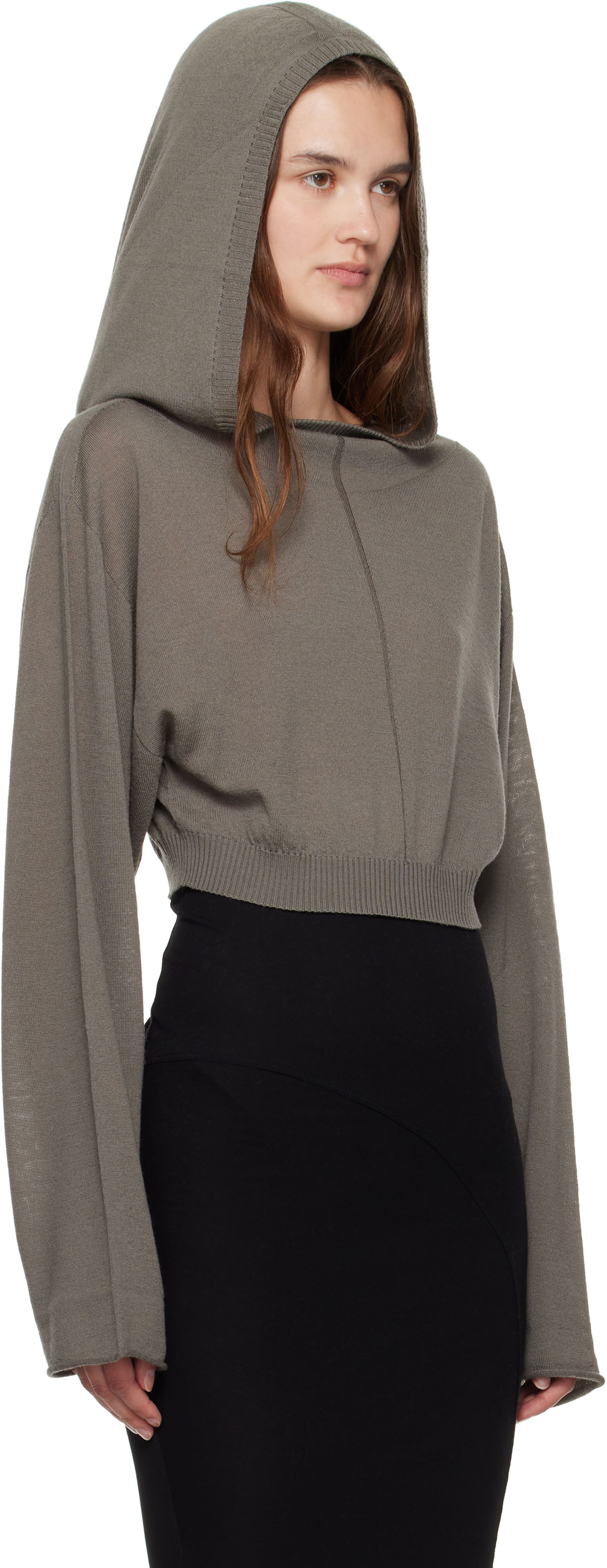 Dukserice Rick Owens Rick Owens Cropped Hooded Tunic Siva | RP02E4632 M, 1