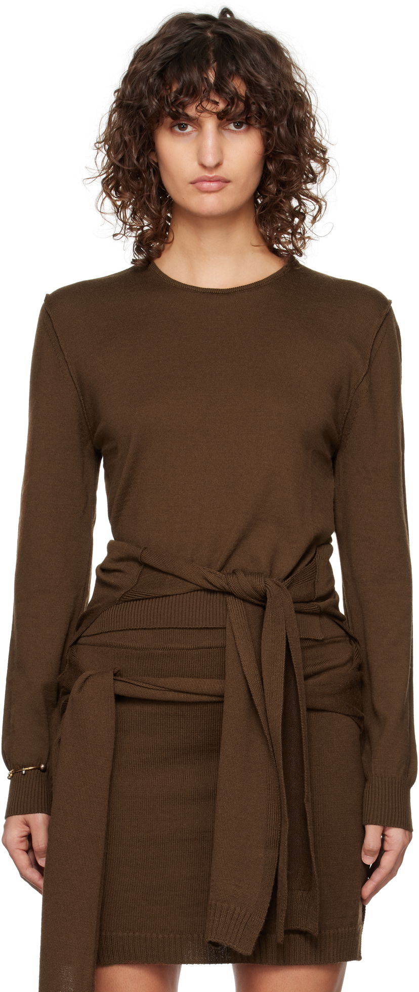 Haljina LEMAIRE Lemaire Crew Neck Knit Dress Smeđa | TO1250 LK087