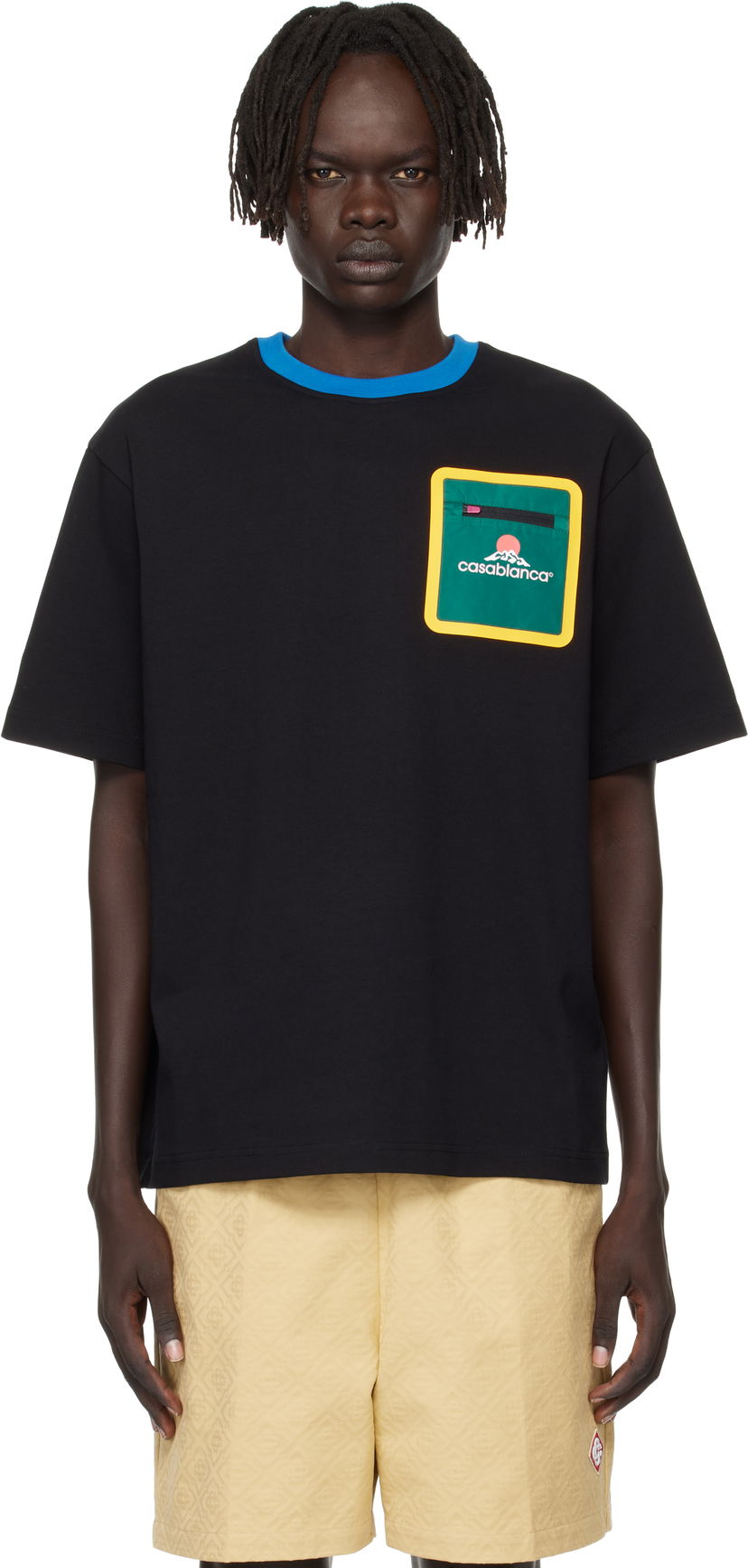 Majica kratkih rukava Casablanca Casablanca Montagne Pocket Tee Crna | MPF25-JTS-043-01