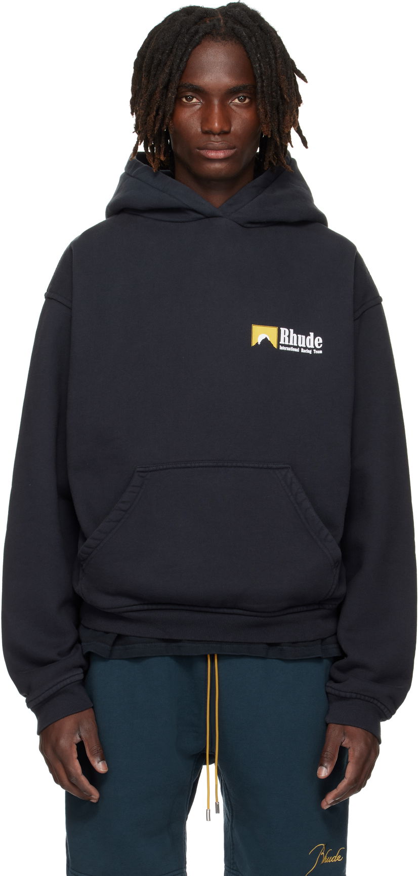 Dukserice Rhude Rhude International Racing Logo Hoodie Crna | RHPF25HO07012