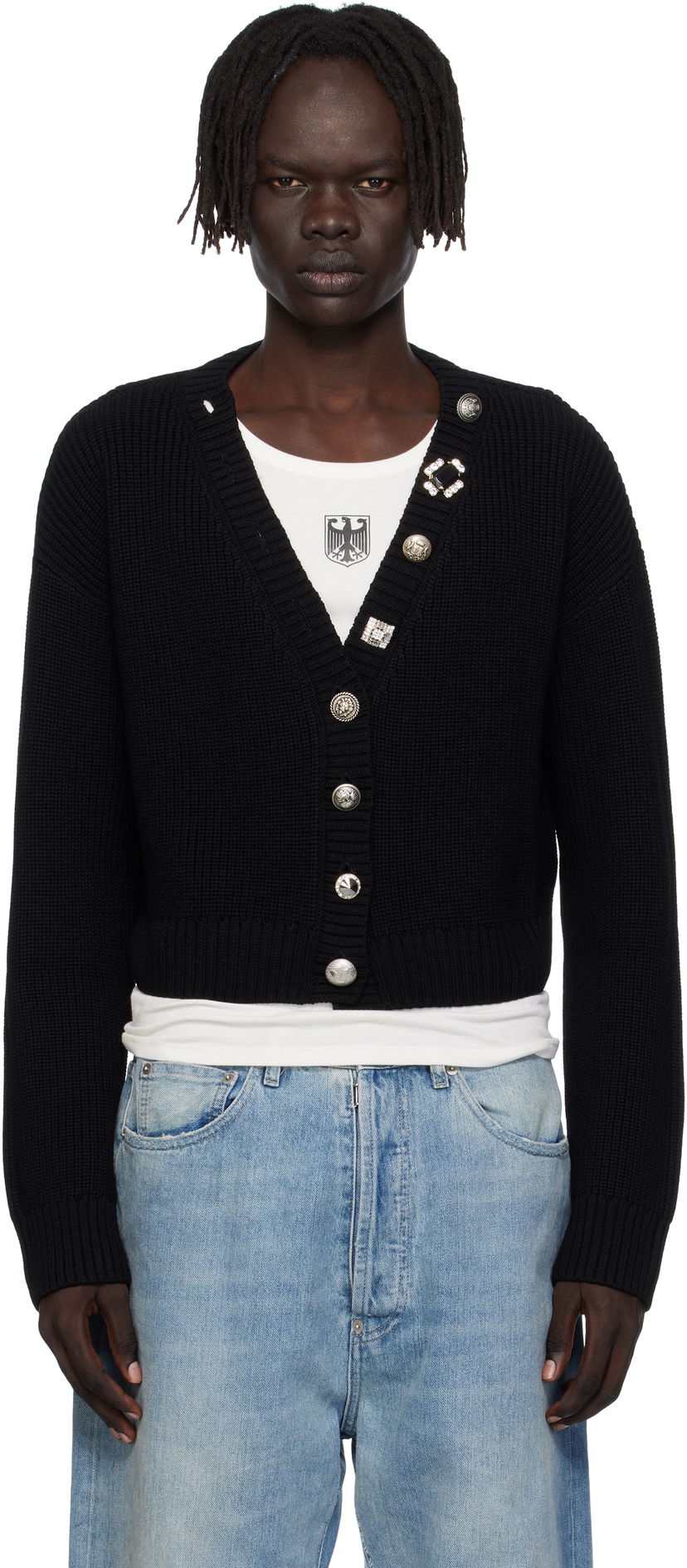 Džemper VETEMENTS VETEMENTS Fancy Button Cropped Cardigan Crna | WH76KN220B