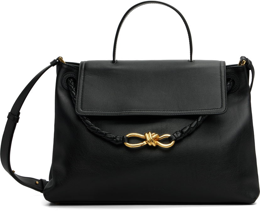 Torba za rame Bottega Veneta Bottega Veneta Ciao Ciao Leather Shoulder Bag Crna | 817231 V4O92