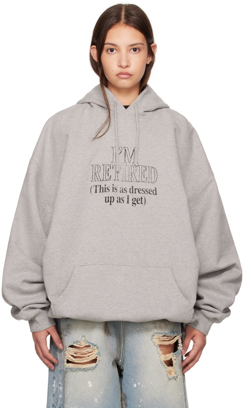 Dukserice VETEMENTS 'I'm Retired' Oversized Hoodie Siva | UA66HD710G