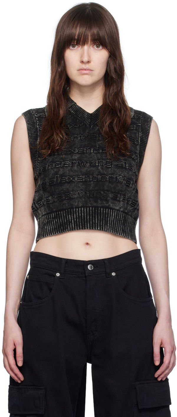 Džemper Alexander Wang Black 3D Logo Vest Crna | 1KC3241058