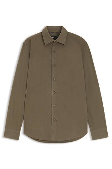 Košulja BOSS Regular-fit shirt in baby corduroy Zelena | 50550679
