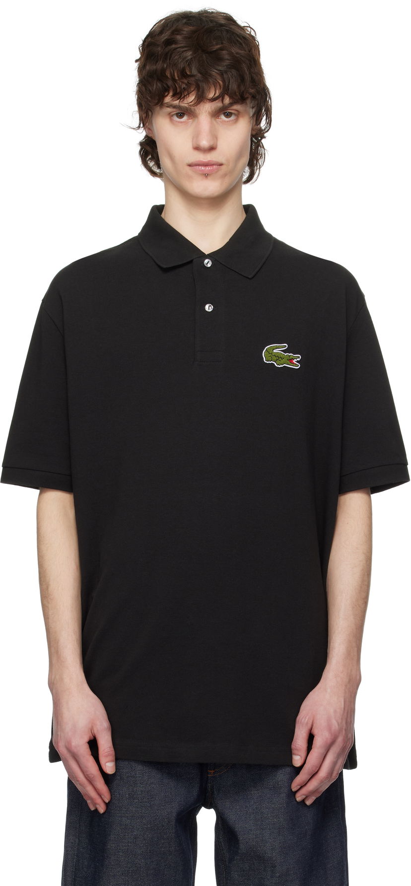 Polo majica Lacoste Loose Fit Pique Badge Polo Crna | PH2751_031