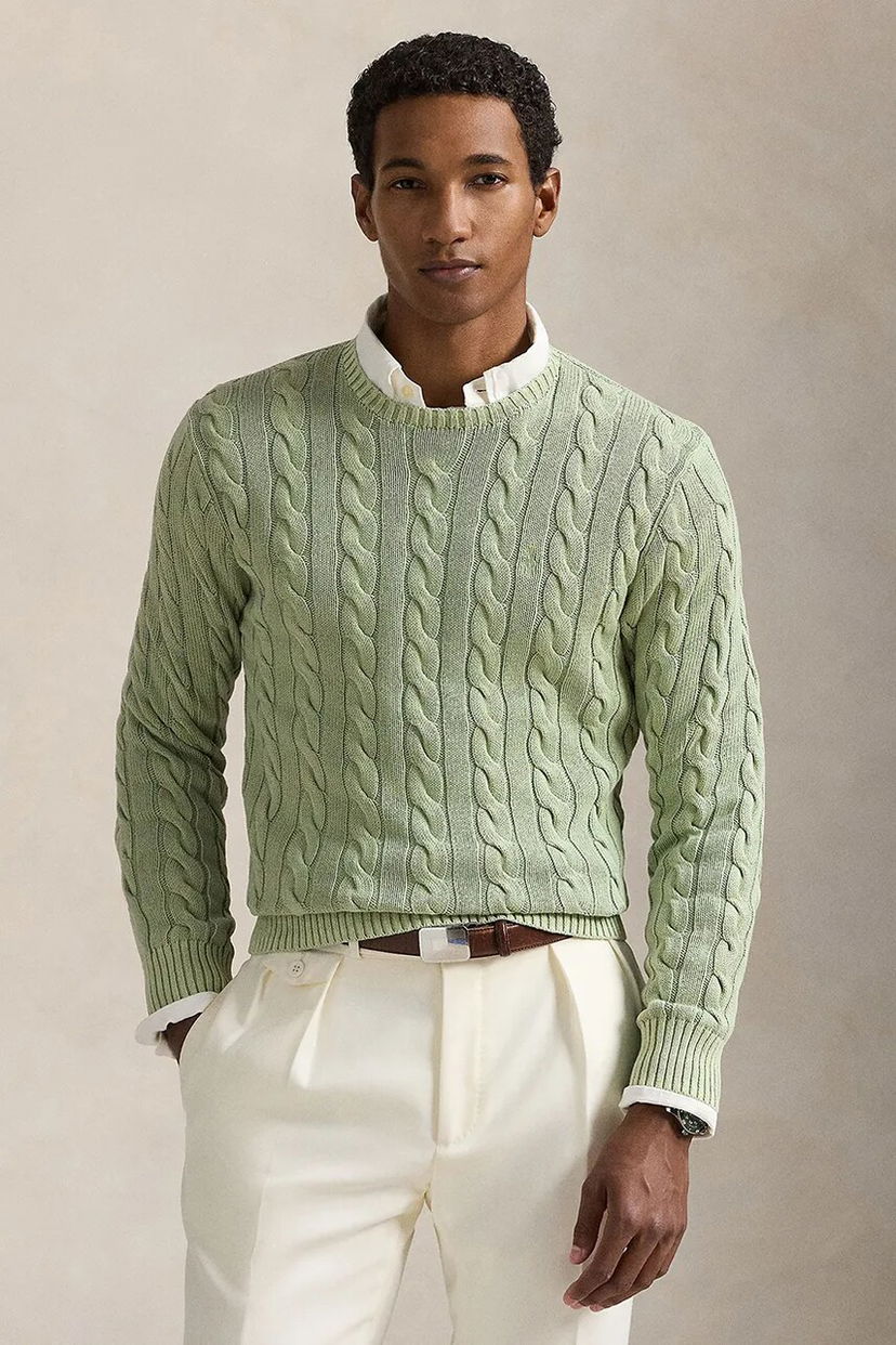 Džemper Polo by Ralph Lauren Polo Ralph Lauren Cable Knit Pullover Sweater Zelena | 710965867