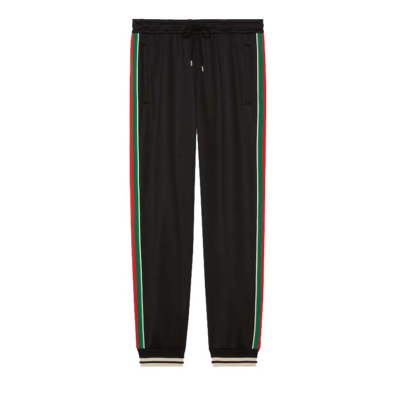 Hlače Gucci Technical Jersey Track Pants Black Crna | 698426XJEES1152