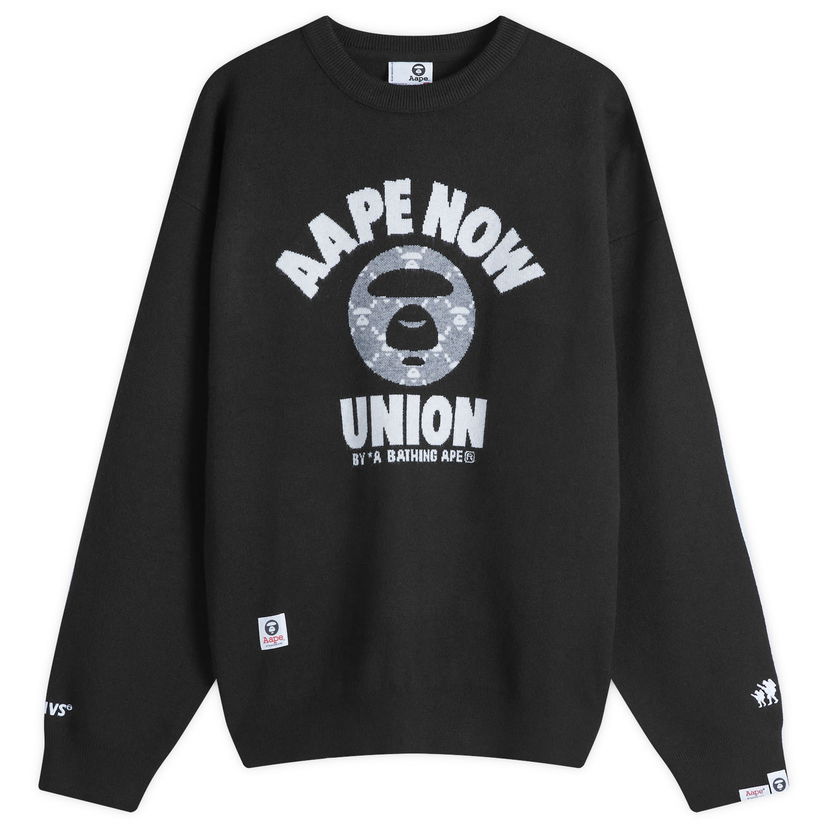 Džemper AAPE by A Bathing Ape AAPE Union Monogram Knit Sweater Crna | AAPKNMB370XXNBKX
