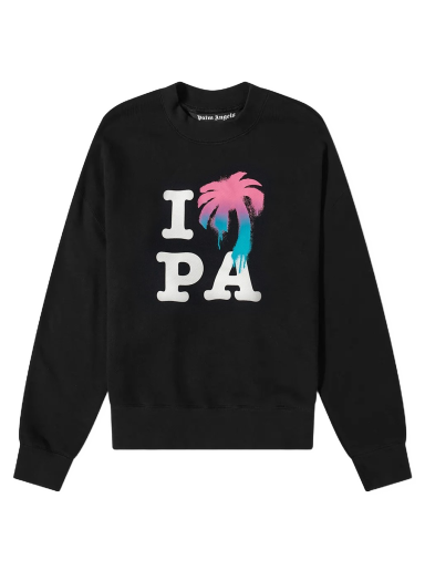Dukserice Palm Angels I Love PA Crew Sweat Crna | PMBA026S23FLE0021084