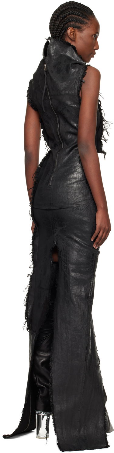 Haljina Rick Owens Distressed Raw-Edge Cowl-Neck Sleeveless Concordians Etna Maxi Dress Crna | RO02E4598 SBMC99, 2