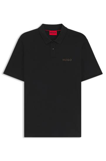 Polo majica BOSS HUGO Piqué Polo Shirt with Logo Appliqué Crna | 50542830