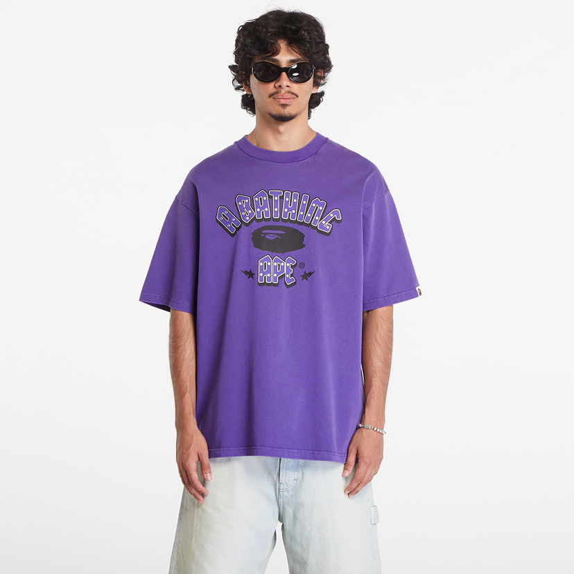 Majica kratkih rukava BAPE A BATHING APE Garment Dye Rhinestone Logo Relaxed Fit Short Sleeve Tee Purple Ljubičasta | 001CSK801312M PUR