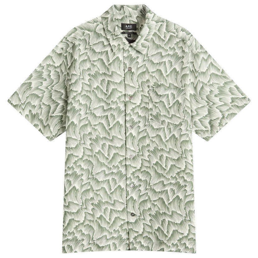 Košulja A.P.C. A.P.C. Roy Wave Print Shirt, Size Small Zelena | VIALX-H12608-KAF