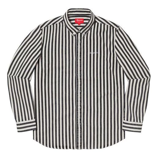 Košulja Supreme Striped Denim Button-Up Shirt Crna | SUP-FW19-502