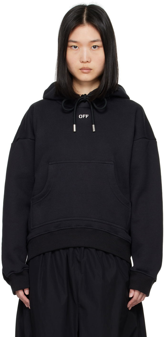 Dukserice Off-White Black Off Stamp Round Hoodie Crna | OWBB061C99FLE0011001