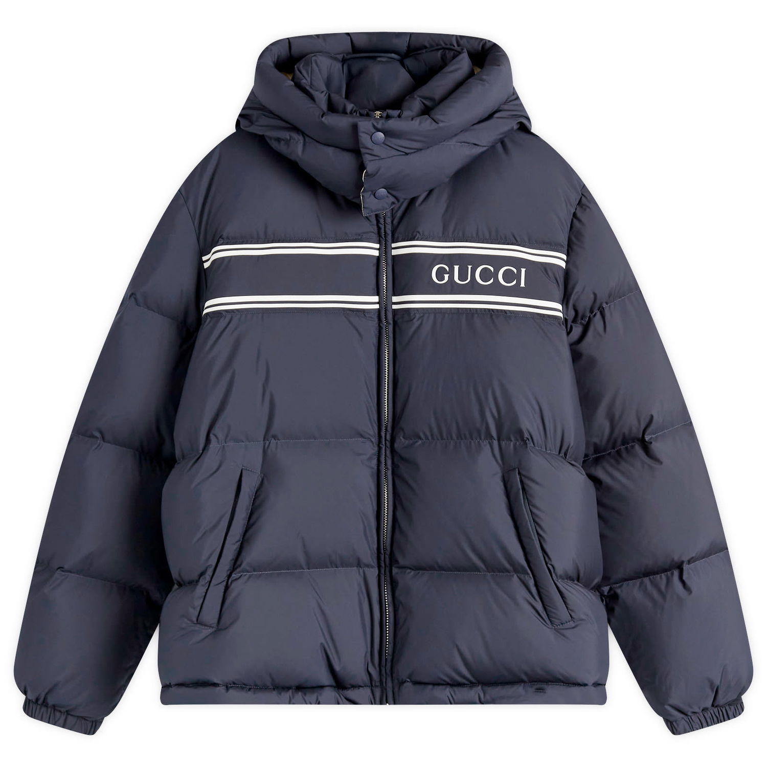 Pernata jakna Gucci Logo Hooded Down Jacket Tamnoplava | 794822-Z8BTA-4215, 0