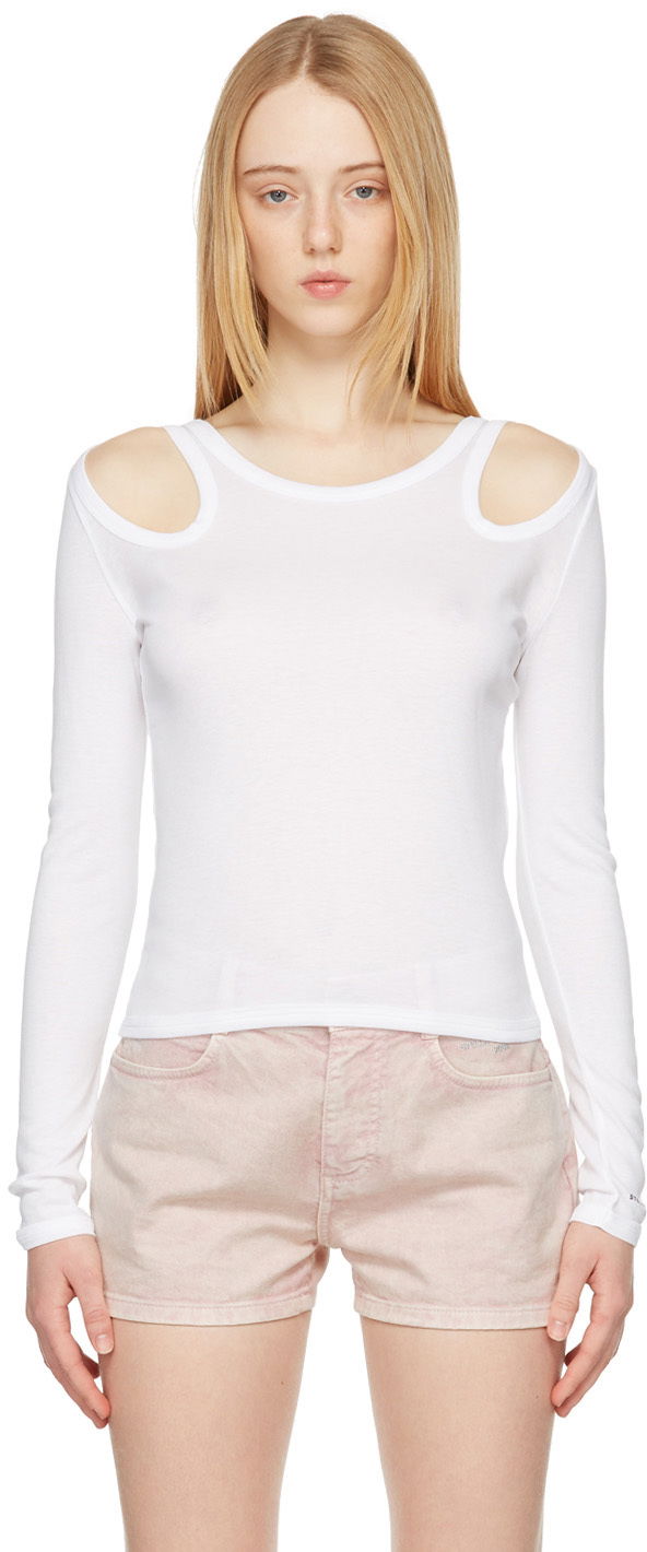 Majica kratkih rukava Stella McCartney Cut-Out Long-Sleeve T-Shirt Bijela | 604197SPW33