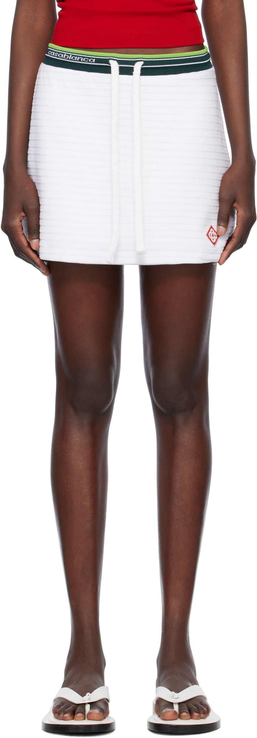 Suknja Casablanca Casablanca Textured Velour Tennis Miniskirt Bijela | WS25-SK-144-01