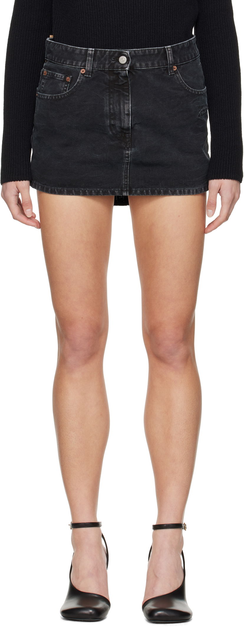 Suknja Maison Margiela MM6 Maison Margiela Twisted Denim Miniskirt Crna | S52MC0010 M35249