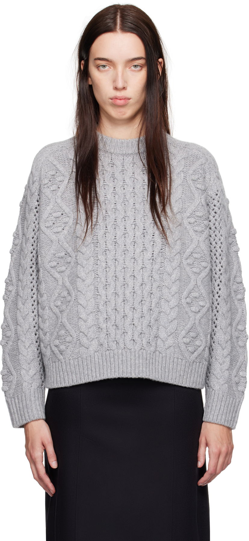 Džemper Loulou de Saison Loulou de Saison Secas Cable Knit Sweater Siva | SECAS