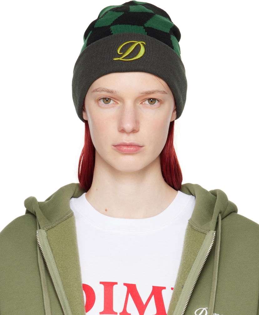 Kapica Dime Green & Black Check Beanie Zelena | DIMESP2444FOR