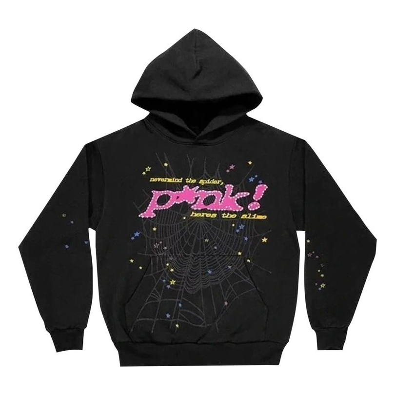 Dukserice Sp5der Sp5der P*nk Graphic Print Hoodie Crna | 2406-1FW210106PH-BLAC