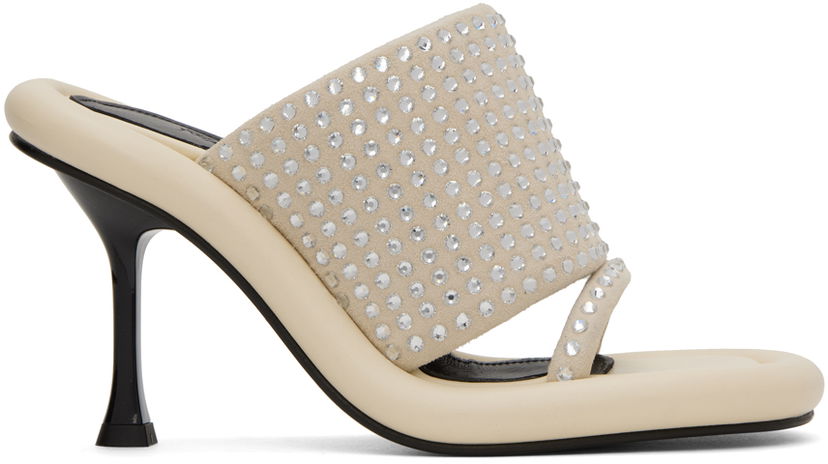 Dodaci JW Anderson JW Anderson Bumper-Tube Crystal-Embellished Heeled Mules Bež | ANW40011A