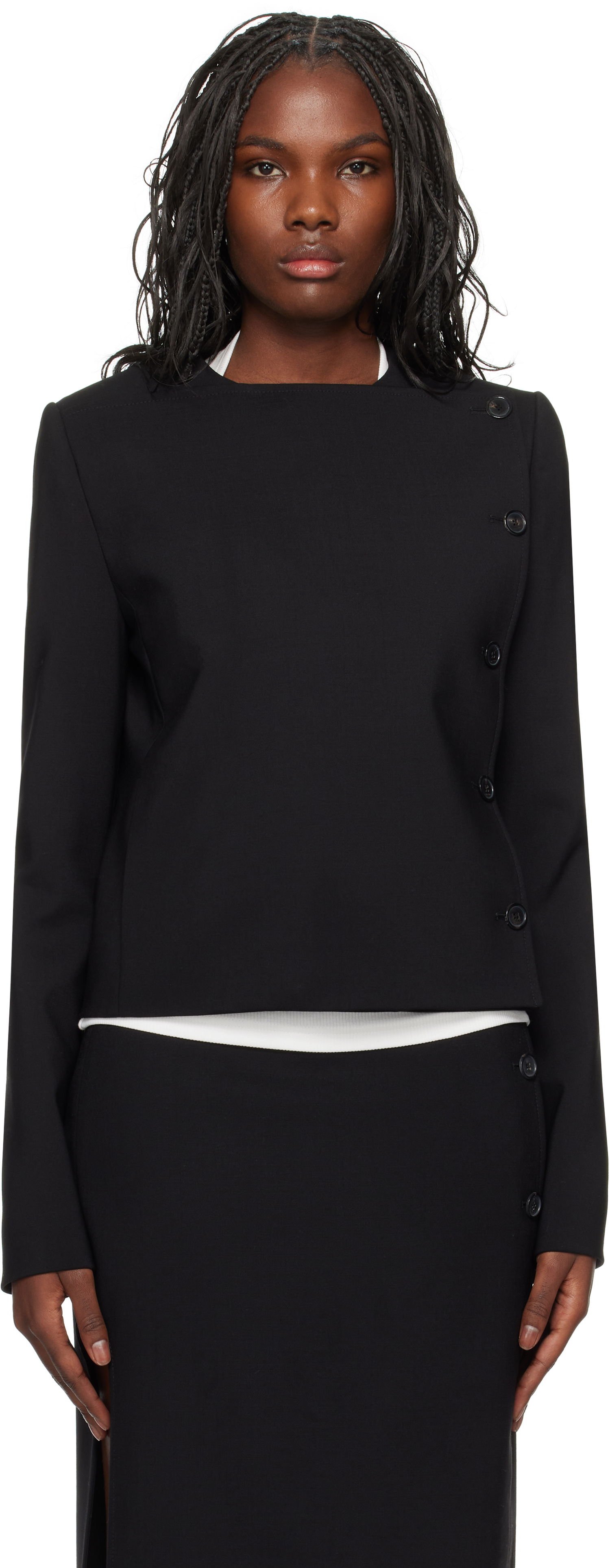 Jakna Courrèges Buttoned Tailored Jacket Crna | 424CVE102WO0113, 0