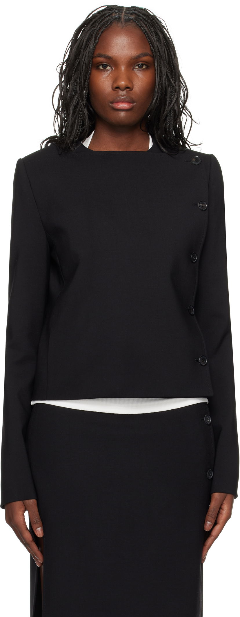 Jakna Courrèges Buttoned Tailored Jacket Crna | 424CVE102WO0113