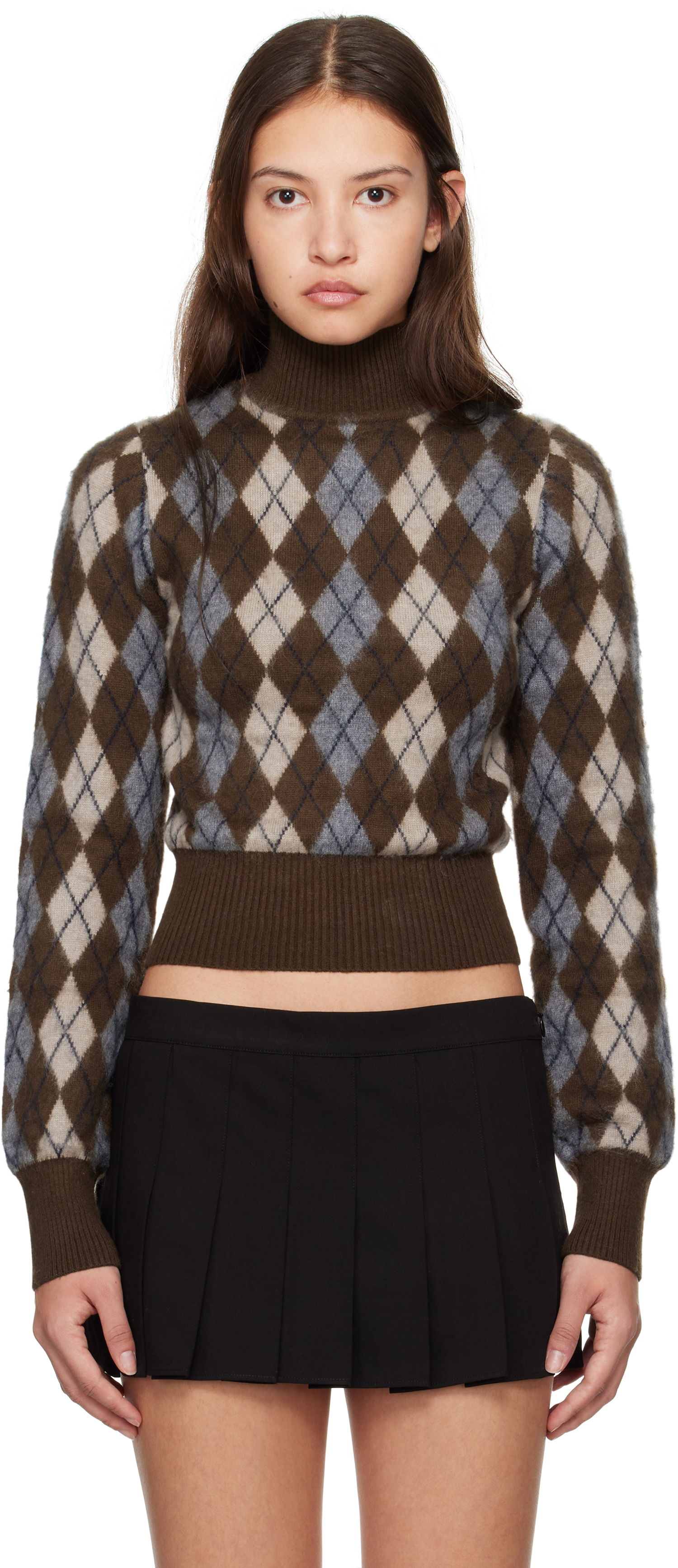 Džemper GUIZIO Guizio Delia Argyle Cropped Turtleneck Sweater Smeđa | H24603S047, 0