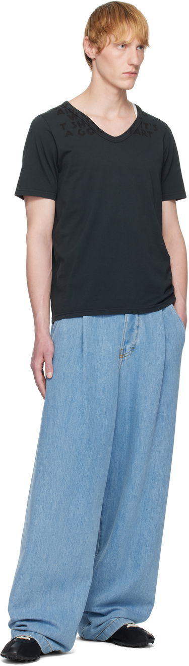 Majica kratkih rukava Maison Margiela MM6 Maison Margiela V-Neck Jersey T-Shirt Crna | SH2GC0022 M20115, 3