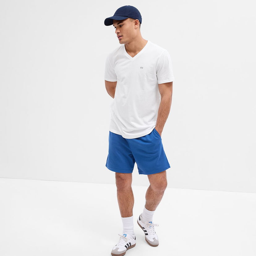Majica kratkih rukava GAP Micro Logo Vee Neck Tee White V2 Global Bijela | 753771-00