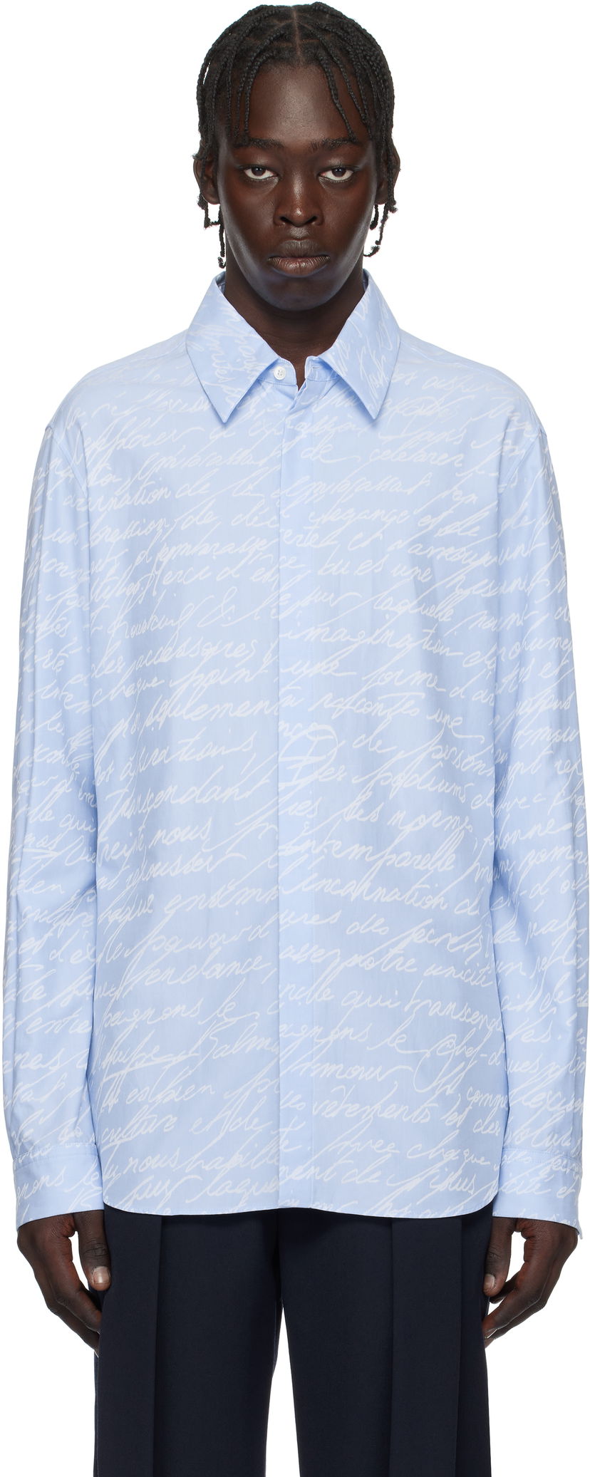 Košulja Balmain Love Letter Print Shirt Plava | EH1HS405CF82