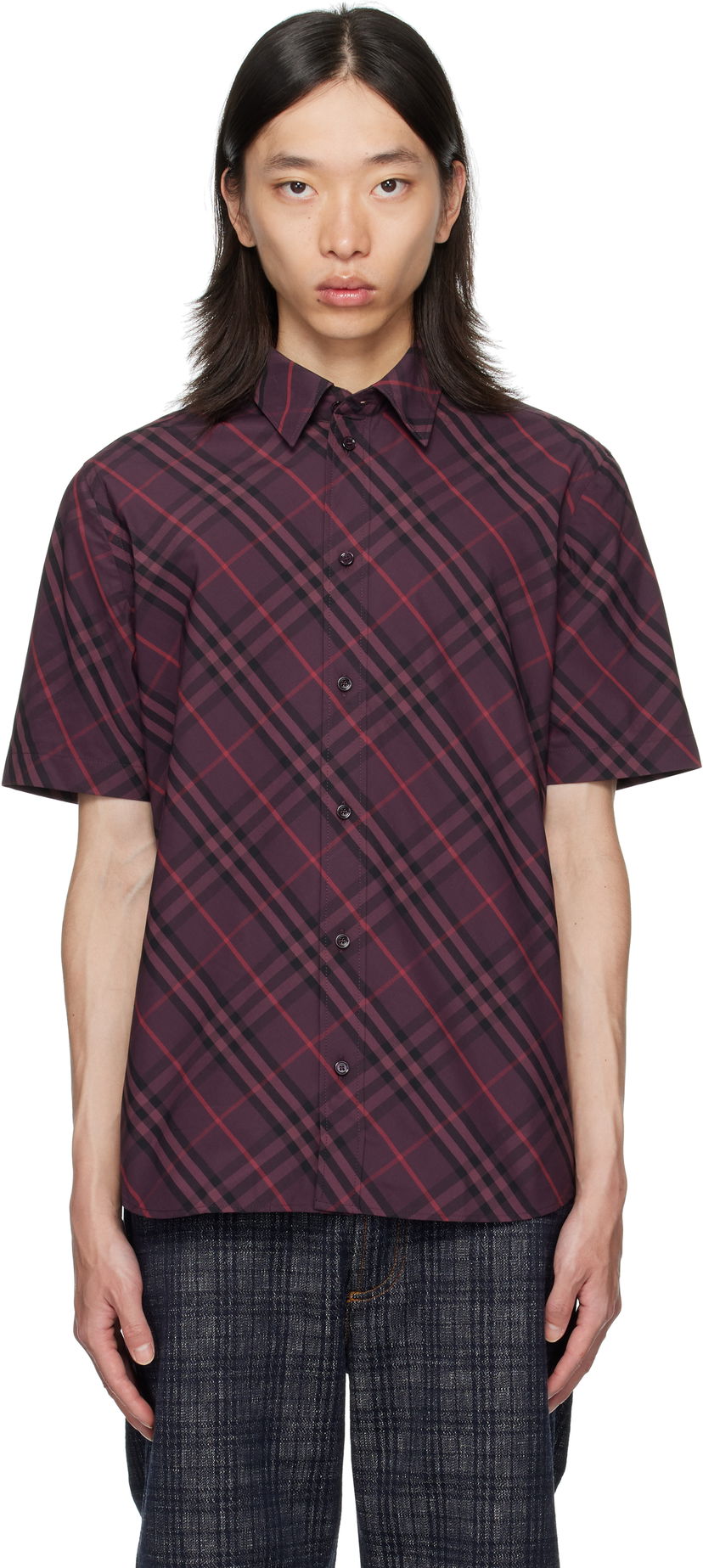 Košulja Burberry Burberry Robert Check Short Sleeve Shirt Tamnocrvena | 8115157